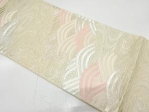 未使用品　紗　観世水に青海波模様織り出し　袋帯